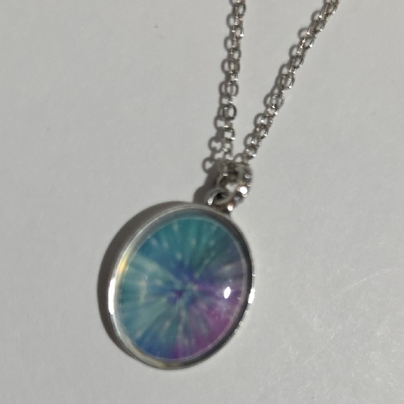 Silver Pendant Necklace with Blue & Purple Accents and Cross Stud Earrings - Picture 9 of 14